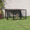 Dog Playpen 4 Panels Black 39.4"x19.7" Powder-coated Steel