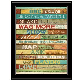 "Dog Rules" By Marla Rae; Ready to Hang Framed Print; Black Frame