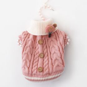 Pet Dog Fashion Sweet Button Sweater (Option: Pink-M)