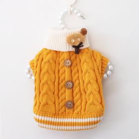 Pet Dog Fashion Sweet Button Sweater (Option: Yellow-S)