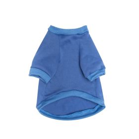 Pet Clothes Fleece-lined Thickened Solid Color Hoodie (Option: Dark Blue-L)