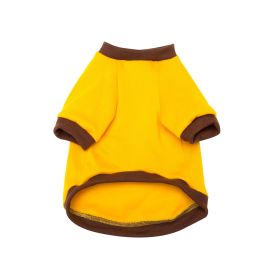 Pet Clothes Fleece-lined Thickened Solid Color Hoodie (Option: Brown yellow-M)