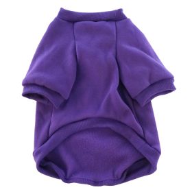 Pet Clothes Fleece-lined Thickened Solid Color Hoodie (Option: Purple-M)