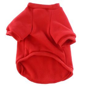 Pet Clothes Fleece-lined Thickened Solid Color Hoodie (Option: Red-M)