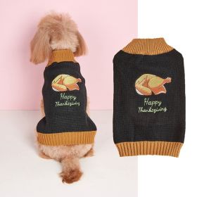 Thanksgiving Pet Clothes Lapel Retro Plaid Contrast Color (Option: Black Turkey-S)