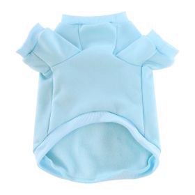 Pet Clothes Fleece-lined Thickened Solid Color Hoodie (Option: Blue-M)