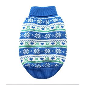 Combed Cotton Snowflake and Hearts Dog Sweater - Blue (size: XX-Small)