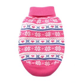 Combed Cotton Snowflake and Hearts Dog Sweater - Pink (size: XX-Small)