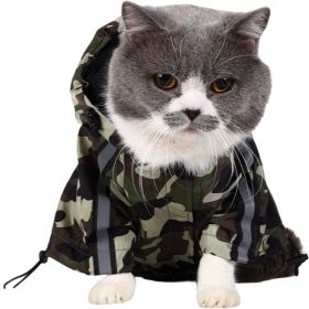 Dogs Cat Raincoat Camouflage Camo  Windbreaker Stylish Dog Rain Jacket, Water Resistant with Reflective Stripes (Color: Camouflage, size: S)