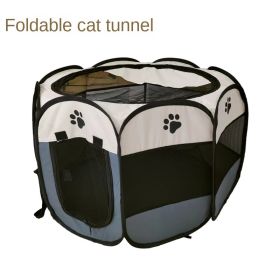 Oxford cloth folding pet tent cat kennel dog kennel cat delivery room indoor pet fence octagonal pet fence (Color: M gray, size: 114*114*58cm)