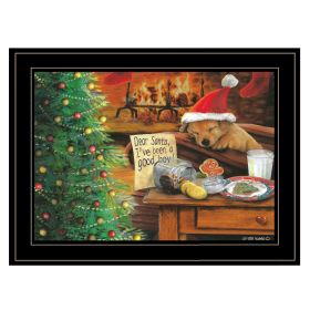 "I've Been A Good Boy" By Ed Wargo; Ready to Hang Framed Print; Dog Wall Art; Black Frame (Color: as Pic)