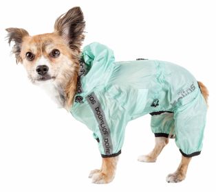 Dog Helios 'Torrential Shield' Waterproof Multi-Adjustable Full Bodied Pet Dog Windbreaker Raincoat (Color: Green, size: medium)