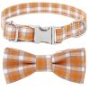 Plaid Dog Collar with Bow Pet Gift Adjustable Soft and Comfy Bowtie Collars for Small Medium Large Dogs