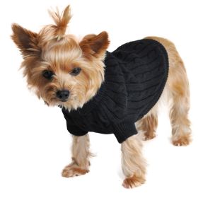 Combed Cotton Cable Knit Dog Sweater - Jet Black (size: 3X-Large)