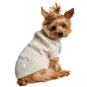 Combed Cotton Cable Knit Dog Sweater - Oatmeal (size: 3X-Large)