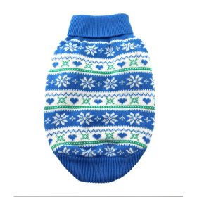 Combed Cotton Snowflake and Hearts Dog Sweater - Blue (size: 3X-Large)