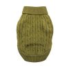 Combed Cotton Cable Knit Dog Sweater - Herb Green