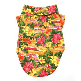 Hawaiian Camp Shirt - Sunset Hibiscus (size: large)