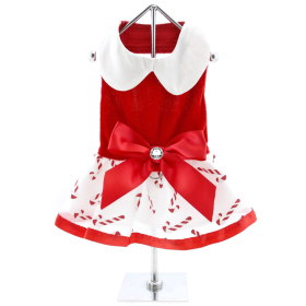 Holiday Dog Harness Dress - Candy Canes (size: X-Large)