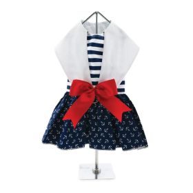 Nautical Dog Dress with Matching Leash (size: X-Large)