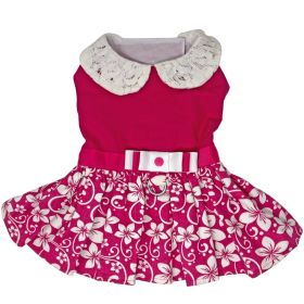 Pink Hibiscus Dog Dress with Matching Leash (size: X-Large)