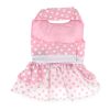 Polka Dot and Lace Dog Dress Set with Leash - Pink