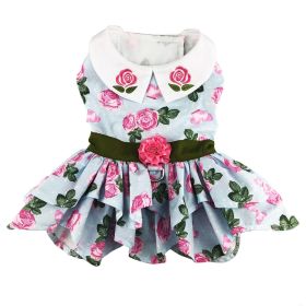 Pink Rose Harness Dress with Matching Leash (size: X-Large)