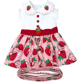 Strawberry Picnic Dog Dress with Matching Leash (size: X-Large)