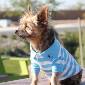 Striped Dog Polo - Blue Niagara and White (size: 2X-Large)