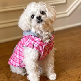 Weekender Dog Sweatshirt Hoodie - Pink & White Plaid (size: X-Large)