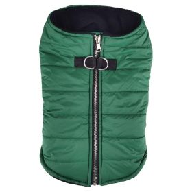 Zip-up Dog Puffer Vest - Dark Green (size: X-Large)