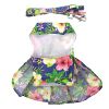 Blue Lagoon Hawaiian Hibiscus Dog Dress with Matching Leash