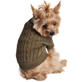 Combed Cotton Cable Knit Dog Sweater - Herb Green (size: medium)