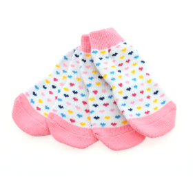 Non-Skid Dog Socks - Pink and White Hearts (size: large)