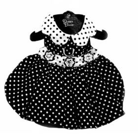 Polka Dot Dog Dress - Black and White (size: large)