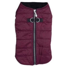 Zip-up Dog Puffer Vest - Burgundy (size: large)