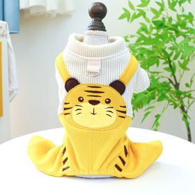 Pet Dog Clothes Corduroy Cute Suspender Pants (Option: Little Tiger Overalls-L)