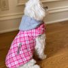 Weekender Dog Sweatshirt Hoodie - Pink & White Plaid